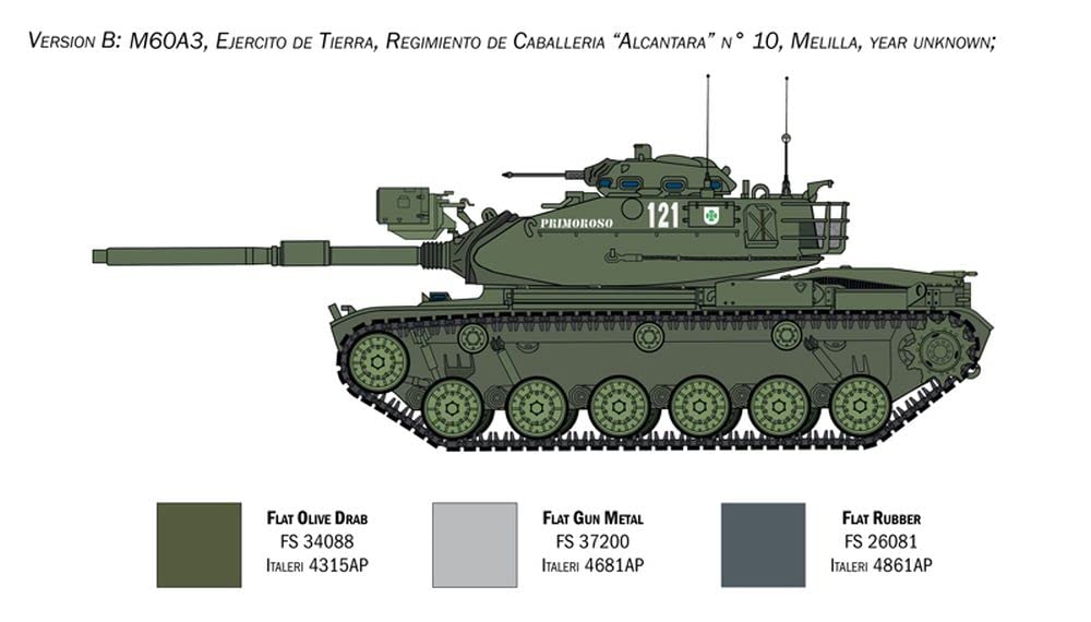 Italeri 6582 1:35 Tanque de Batalla Principal M60A-3 - Modelo de Suelo, Hobby, Pegado, Kit de plástico, detallado, Multicolor