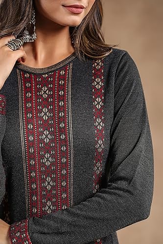 Image of Ishin Women's Polyester Regular Fit Tunic Geometric Regular Shirt
