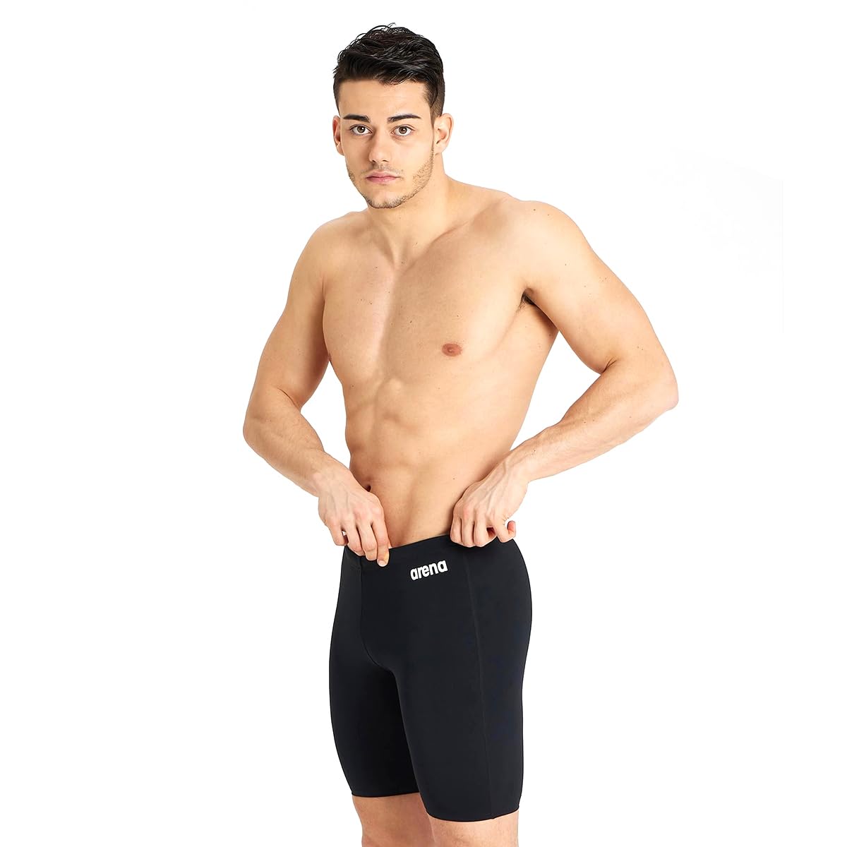 ARENA Men's MENS TEAM SWIM JAMMER SOLID, 90 MEN'S TEAM SWIM JAMMER SOLID (pack of 1) 90 Black-white