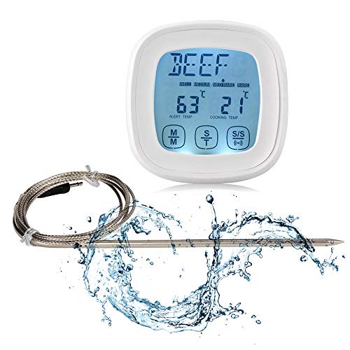 KKmoon Termômetro digital de carne LCD touchscreen Cronômetro de churrasco Cozimento de alimentos Te