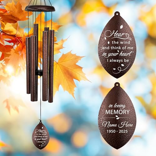 Image of ASTARIN Sympathy Wind Chimes Custom, Personalized Dragonfly Wind Chimes Sympathy Gifts for Remembrance, Bereavement Gifts for Men in Memory Wind Chime, 36 inch Windchime(Produced in Texas)