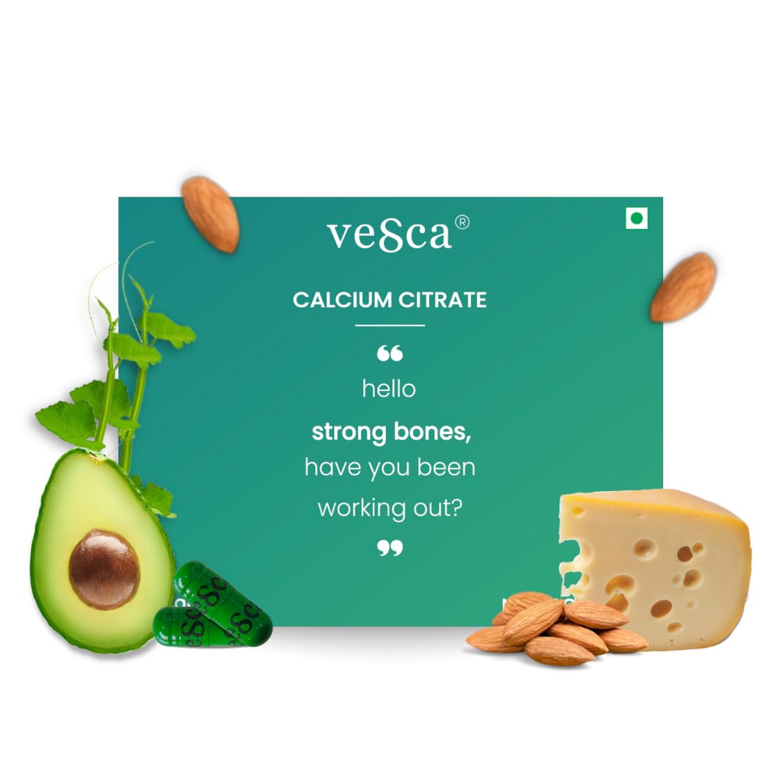 Vesca Calcium Citrate 1200mg with Magnesium, Zinc, Vitamin D & B12 and Vitamin K2 as MK-7, Calcium Supplement for Men & Women for Bone & Joint Health | 250mg_30 Veg Capsules-image-14