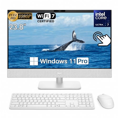 Image of Dell 24 All-in-One Desktop Computer Touchscreen, Intel Ultra 7 355(8-Cores), 64GB DDR5-5600MT /s, 2TB SSD, 23.8 inch FHD WVA Display, Pen Support, Win 11 Pro for Business, Wi-Fi 7, BT 6, KB and Mouse