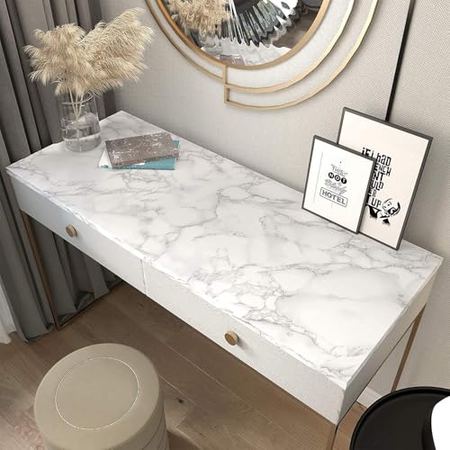 Image of D-fix Marble Peel and Stick Wallpaper for Home Decor, Waterproof Self-Adhesive Wall Stickers for Kitchen, Bathroom, Living Room - Wall Paper (60X200 CM (White Grey)
