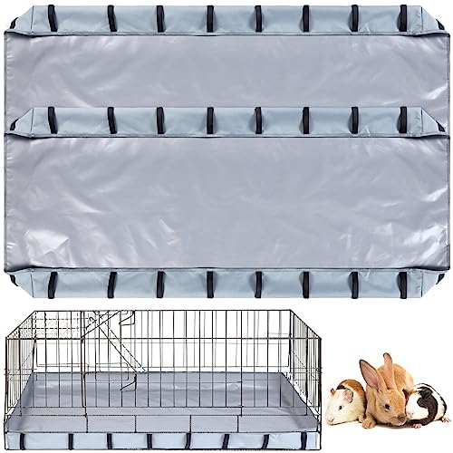 BBTO 2 Piece Guinea Pig Cage Bottom Tarp for C&C Cage Panel Waterproof Guinea Pig Cage Liners Base Washable Small Animal Cage Habitat Bedding for Ferret Rabbit, No Cage(Light Gray, 55 x 28 x 4 In)