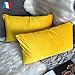 Douceur De Plumes Set di 2 Federe Cuscini 30x50 Giallo Decorativi Tinta Unita in Velluto, Federa Quadrata Moderna e Morbida, Decorazione Soggiorno Divano Camera Letto (2 Giallo)