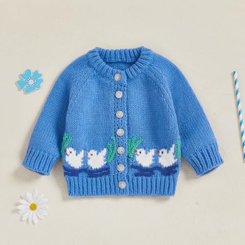 Baby Girl Cardigan Knit Sweater Animal Embroidery Chunky Coat Doll Collar Knitwear Toddler Infant Fall Winter Clothes4