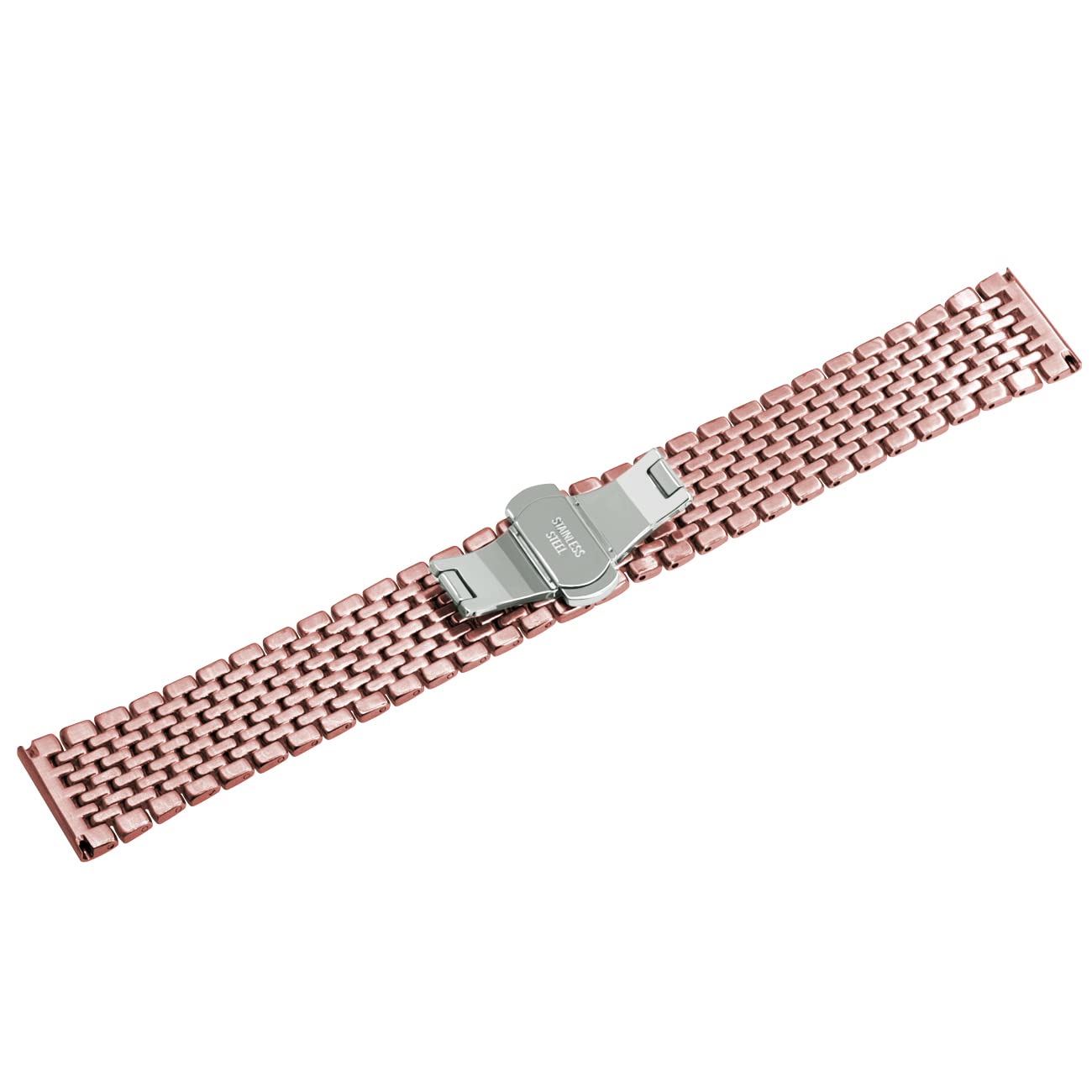 Cinturino per orologio da polso in metallo a due tonalità, 18 mm, oro rosa e argento, con incisioni affusolate, cinturino in acciaio inox, per uomo e donna