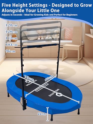 Foldable Oval Indoor Trampoline for 2 Quiet Rebounder with 40 Springs Supports up to 150kg Safe Fitness for Kids Adults Ideal for Weight Loss Muscle Toning - Image 6