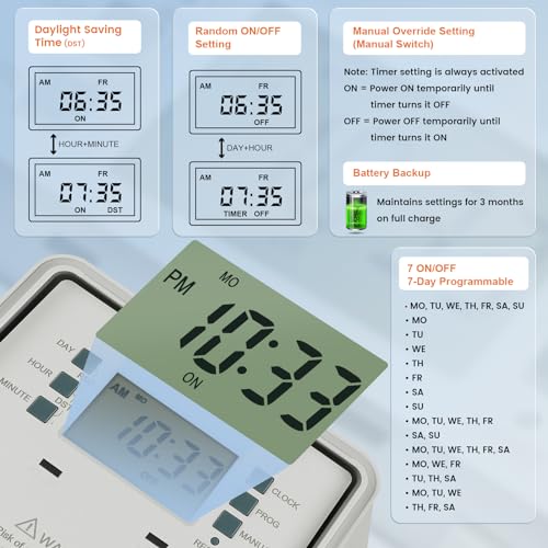 Image of Suraielec Pool Timer, 7-Day Digital Pool Pump Timer Switch
