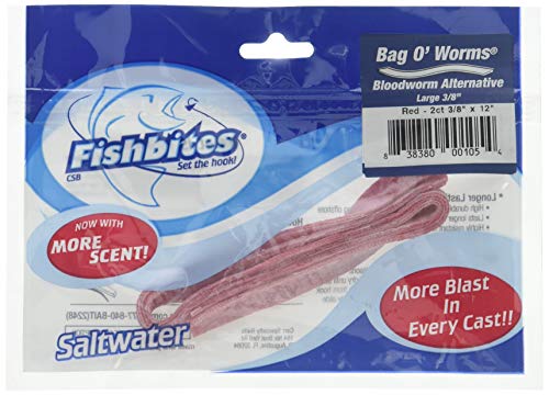 Fishbites Bag O Worms Bloodworm - Longer Lasting (3/8 Wide Red)