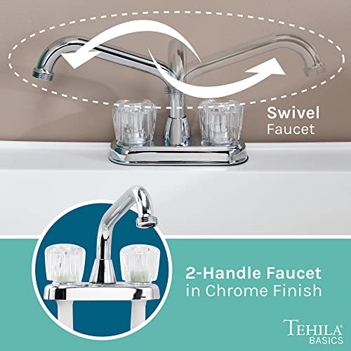 Image of Tehila Basics by JS Jackson Supplies 21-Gallon White Freestanding Utility Sink with Chrome Finish 2-Handle Faucet, Heavy Duty Plastic Laundry Tub with Adjustable Legs