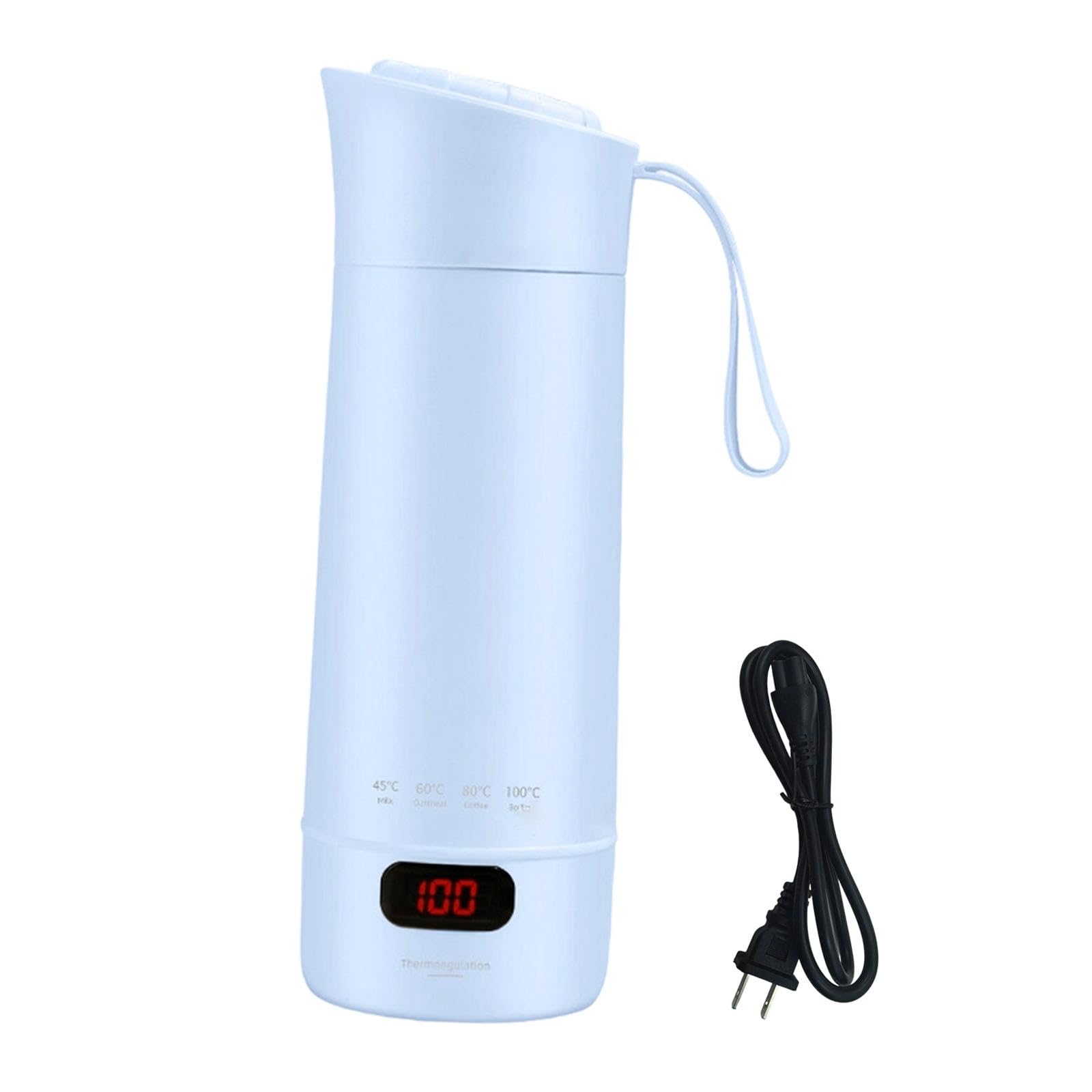 Travel Electric Kettle Digital Temperature Display Comp | Travel Electric Kettle Digital Temperature Display Compact Heated Mug Blue Stainless Steel Silicone-image-43