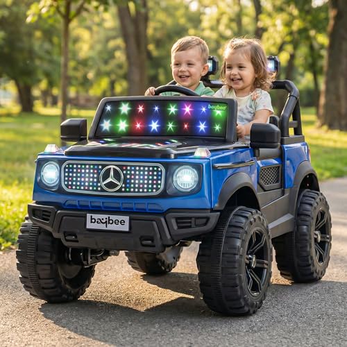 Image of Baybee CruzeX 4x4 Battery Operated Jeep for Kids with Parental Control | Baby Ride On Electric Car with RGB Lights, Music & Swing Mode | Rechargeable Battery Car for Kids 2 to 6 Years (Blue)