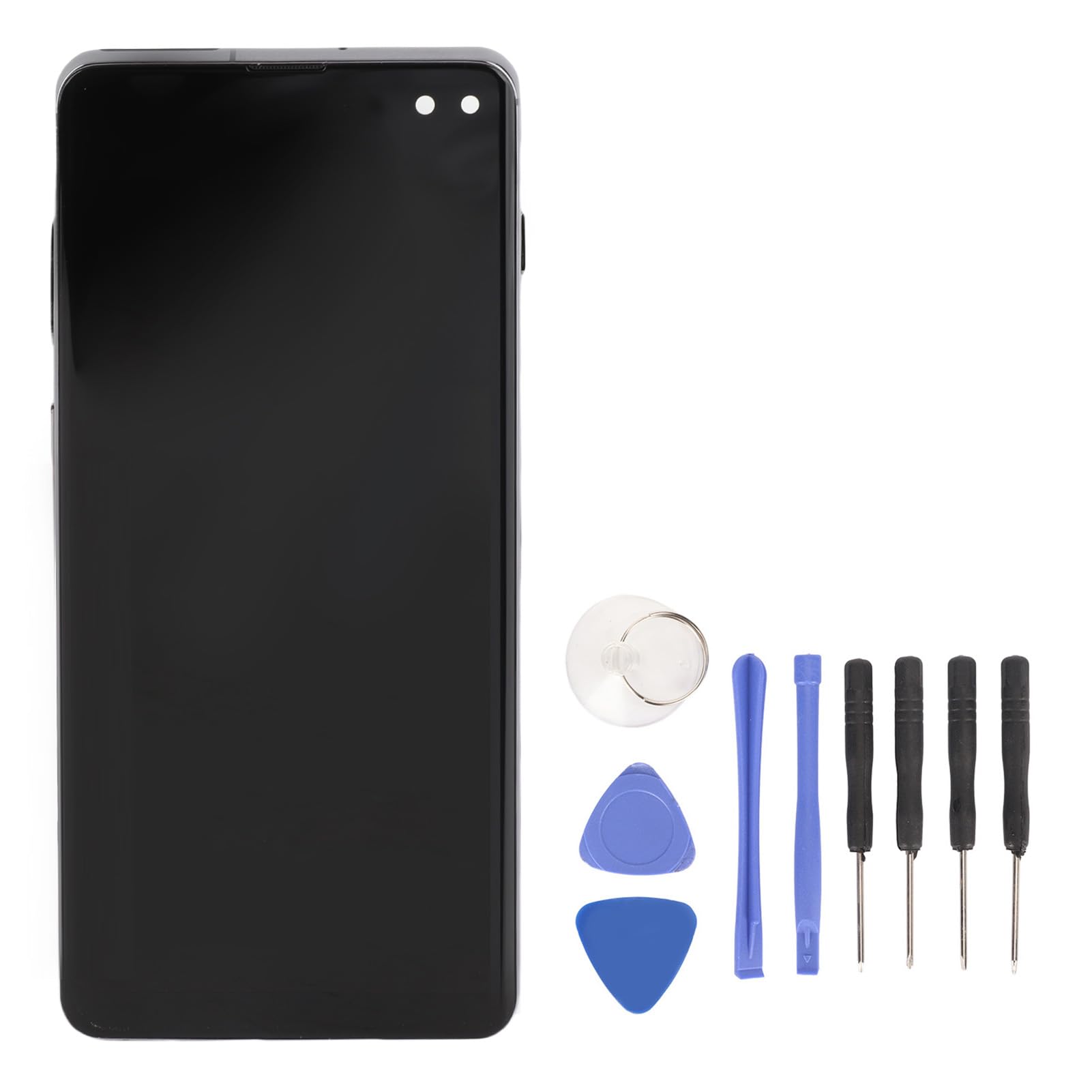 Annadue para S10 Plus Pantalla LCD de Repuesto, Conjunto de Digitalizador de Pantalla OLED con Marco, Herramienta de Reparación y Huellas Dactilares, para S10 Plus SM-N975,