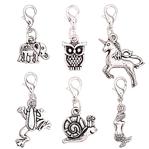 Ascrafter Cute Animal Zipper Pull Charms - Set of 6 - Knitting Stitch Markers, Crochet Markers, Purse Charms