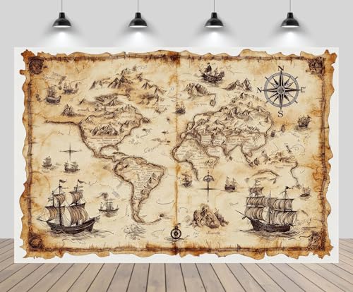 Fondo Fotográfico Mapa Tesoro 9x6ft Vintage Pirata miniatura 1