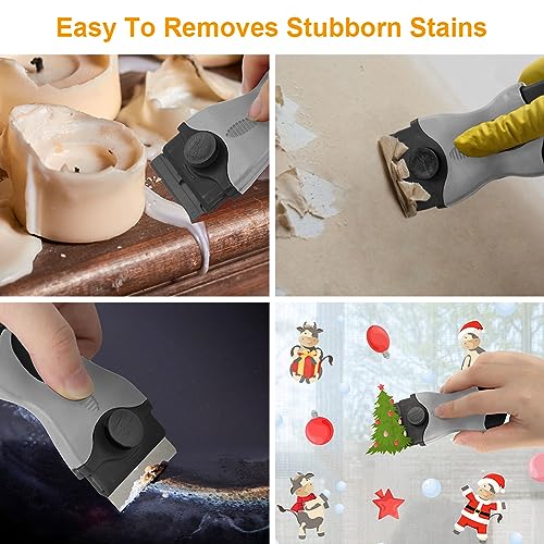 Ainiv Schaber Set, Stabiler Kochfeldschaber mit 20 Ersatz-Klingen, Schaber Küchenschaber Set, Kochfeldschaber, Reinigungsschaber, Herd Glasschaber, Herdschaber für Backofen, Glaskeramik