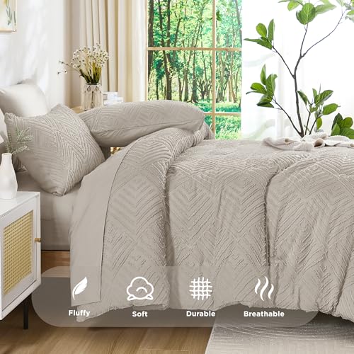 Andency Queen Comforter Set with Sheets, Linen Grey by Andency - Used condition - Image 7