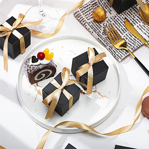 Jutom 100 Pcs Small Black Gift Box Favor Boxes With Gold Ribbon 2X2X2 Inches Mini Gift Boxes Candle Boxes Small Boxes For Treats Gift Wrap Boxes For Wedding Birthday Bridal Shower Graduation Party #TOP3
