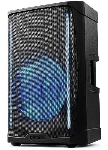 Gemini Sound GD-L115BT Powered LED Lit 1000W 2-Way Linkable Bluetooth PA Speaker with 3 Channel Mixer
