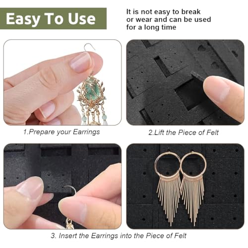 Image of HASTHIP Wall Hanging Jewellery Organizer Women, Large Necklaces Earrings Organizer Box Hanger, Soft Felt Bracelets Earrings Storage Holder Display Board Jewelry, Ear Studs, Hair Clips, Black
