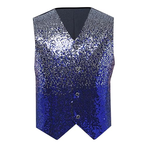 Gilet sans manches homme à paillettes col en V veste brillante