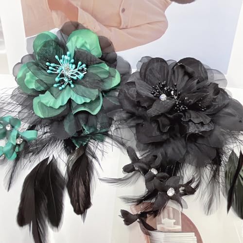 Image of Large Peony Flower Brooch for Women Delicate Elegant Oversize Lady Flower Fascinator Hatpin for Prom Wedding Cocktail Party Banquet Dress Suit Clothes Corsage Accessories Dancing Jewelry Gift