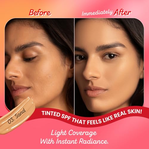 Image of Dot & Key Strawberry Dew Tinted Sunscreen SPF 50+ Pa++++ - 03 Sand In- Vivo Tested | For Daily Wear, Brightens & Protects Skin, Ultra-light, Blends Easily, With Niacinamide, Natural Finish, Non-Greasy, Non-Sticky | 50ml