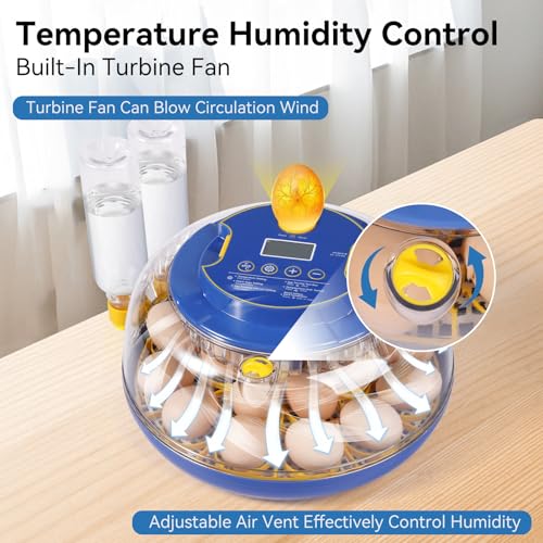 18 Egg Incubators for Hatching Eggs, Chicken Egg Incubator with Automatic Egg Turning and Temperature Humidity Control, 360° Clear View Lid or Home, Farm, Classroom, Hatching Chicken, Duck,Quail,Goose - Image 4