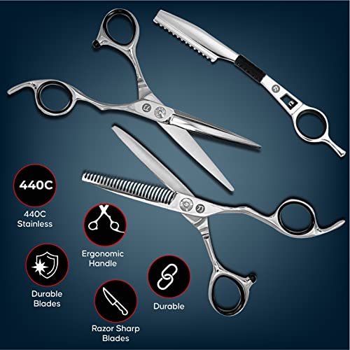 Saki Ha Professional Hair Shears Set 5.5 Inch - Includes Hair Scissors, Thinning Shears And Razor - Handmade From Japanese Steel #TOP6
