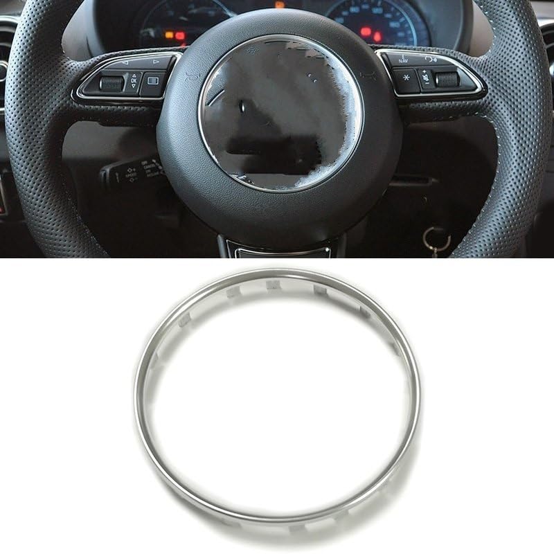 YXNVK Auto ABS Cromato Volante Anello Rivestimento Adesivo Centro Emblema Logo Cornice Paillettes, per Audi A1 A4 B9 A5 A7