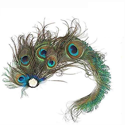 LHKJ Pinza Pelo de Pluma de Pavo Real Tocado para Novia Fiestas...