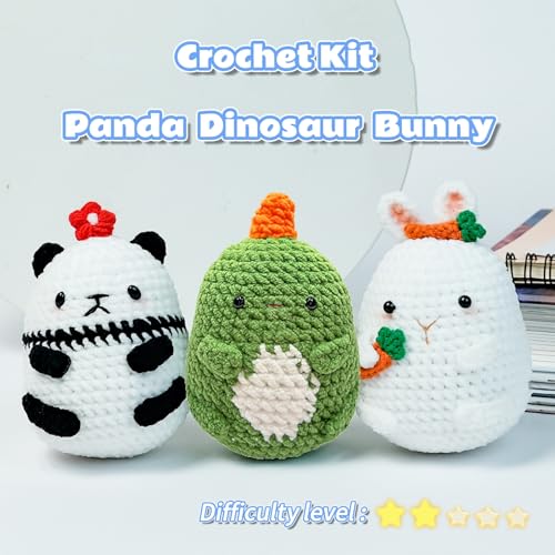 Image of YILAII Crochet Kit for Beginners Stpe-by-Step Video Tutorials Knitting Crochet Supplies for Adults, Learn to Crochet - Ideal Gift for Women - Craft Art Animal Combinations Crochet Kits