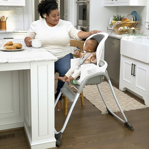 ingenuity full course smartclean 6-in-1 high chair  smartclean eva foam 5 point safety harness 2 dishwasher safe trays  slate