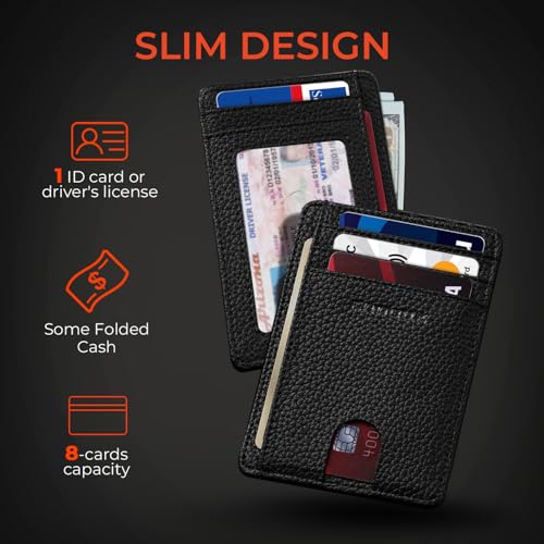 Image of RUNBOX Slim Minimalist Front Pocket RFID Blocking Leather Wallets for Men and Women Card Holder Wallets Gifts for men