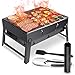 WOSTOO Barbacoa de Carbón, Portátil BBQ Plegable Parrilla Barbacoa de Carbón Diseño de Ventilación, perfecta para BBQ, Picnic, jardín, Acampadas, Camping (Negro)