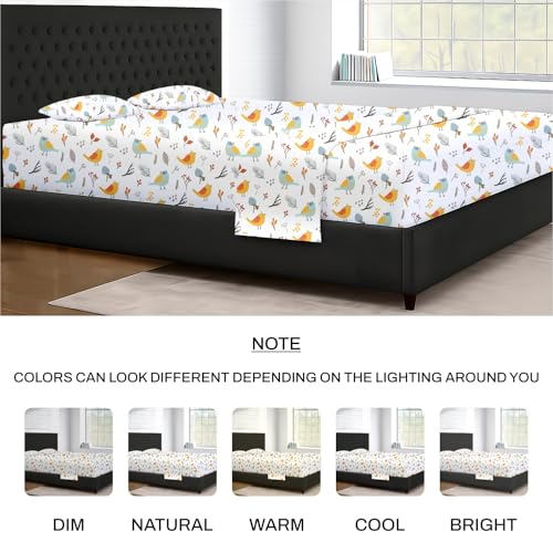 Image of SGI bedding 84 inch W x 84 inch L 4Pc Emperor /Wyoming King Sheet Set 100% Egyptian Cotton - 600 Thread Count, Fits 15 inch Deep Pocket - Soft Breathable Oversized Sheets, for Extra Large Beds - Spring Bird