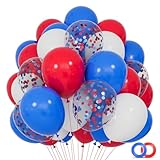 Red White Blue Latex Balloons 68 Pack, 12 Inch Patriotic Balloons With Confetti, Party Decorations For 4Th Of July, Independence Day, Graduation, Birthday, Air Helium Fill.