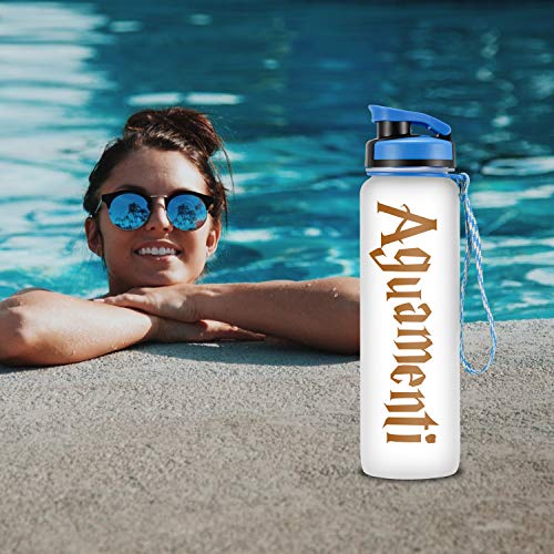 LEADO 32oz 1Liter Motivational Water Bottle w/Time Marker - Aguamenti, HP Merchandise - Funny Mothers Day, Potterhead Birthday Gifts for Women, Men, Friends, Mom, Daughters, Sister, Wife, Dad, Husband