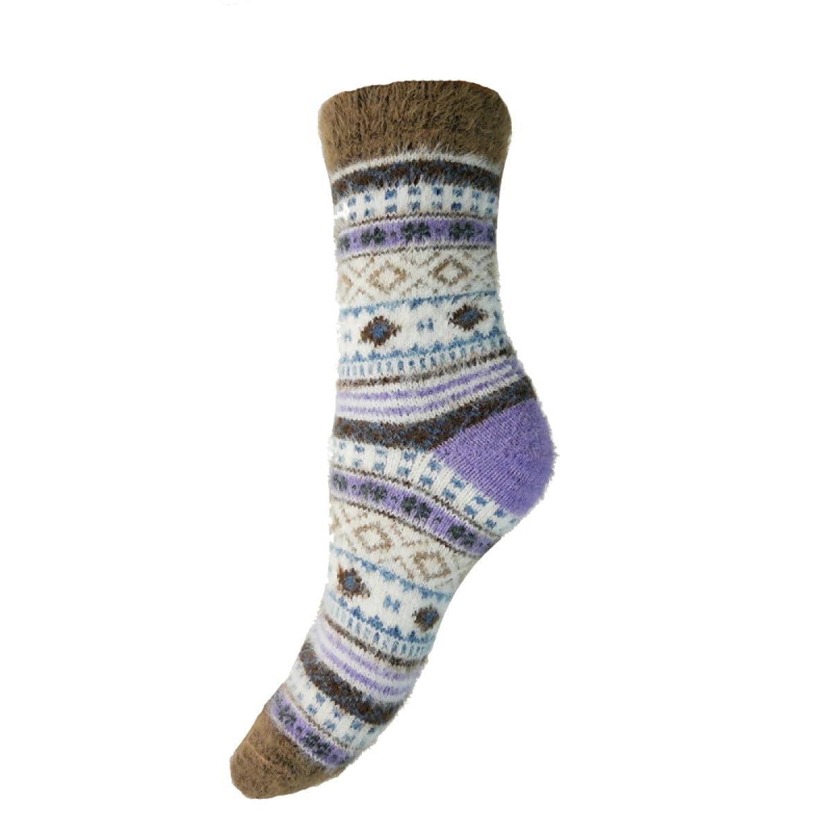 Ladies Wool Blend Socks Cosy Warm Soft Women's UK 4-7 Lounge Gift Purple Cream