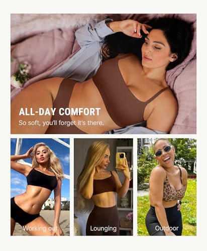 Image of FeelinGirl Seamless Bras Wireless Bralettes for Women, No Wire Unlined Comfort Soft for Sleep, Everyday Bras