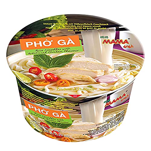 MAMA Pho Ga Instant Chicken Soup Bowl Noodle In Vietnamese Style, Silky-smooth, Chewy Rice Noodles With Piping Hot Aromatic Soup Mix (6-Bowl Pack, 2.29 oz Per Bowl)