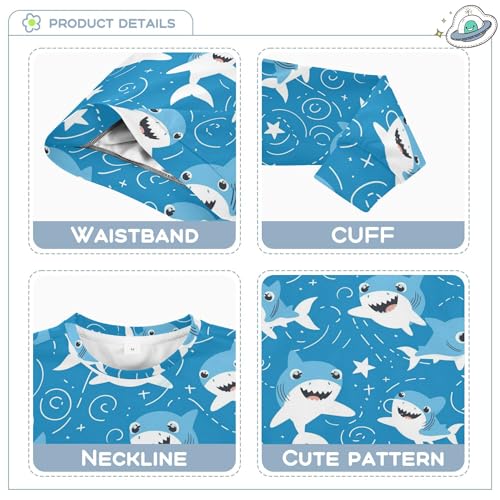 JUNZAN Cute Little Shark Stars Blue Kids Girls Hooded Sweatshirt Fleece Outerwear for Kids Party 4T3