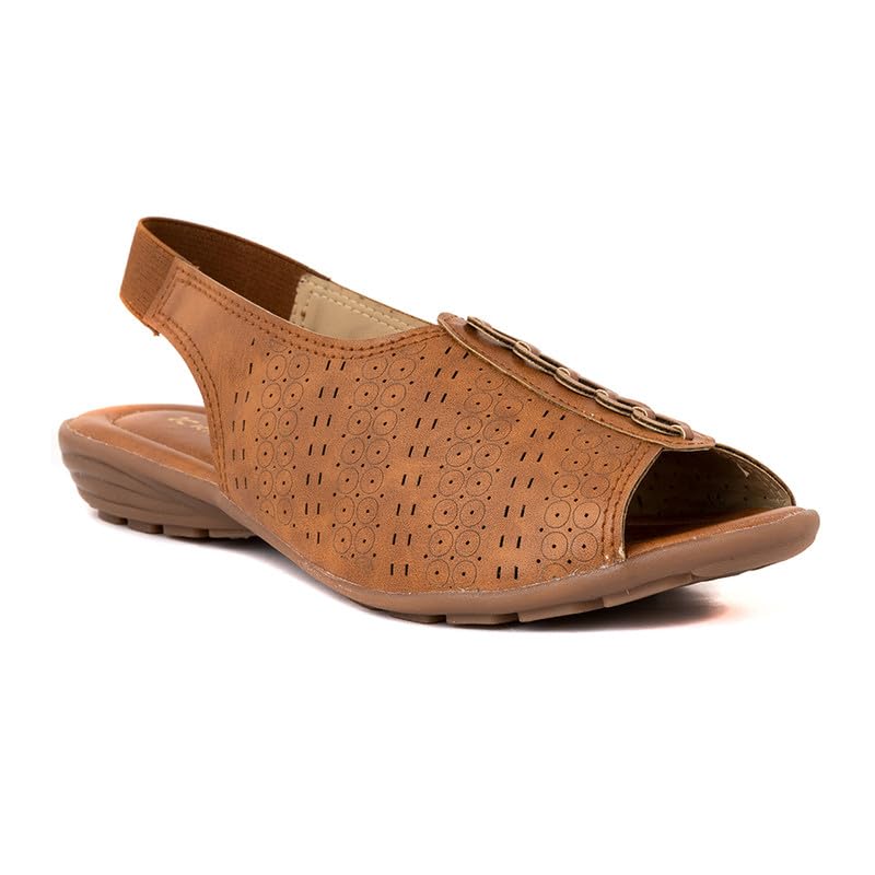 Khadims Brown Flat Slingback Peep-Toe Sandal for Women (5942713) (B0CHRR59KX) Amazon Price History, Amazon Price Tracker