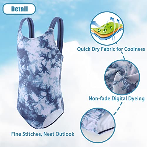 Image of Girls One Piece Swimsuits Tie Dye Bathing Suit for Girls Hawaiian Swimwear 3-16 Years