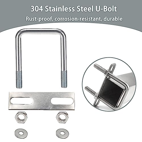 duoyif U-Bolts M10 100mm x 150mm Square Stainless Steel With Nut Frame Plate Washer U Bolts For Pipe Fixing Car Ships Die 1pc (M10 100x150mm) - Image 3