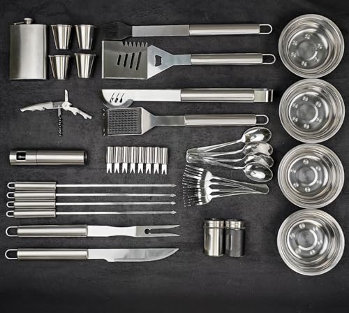 Kit de accesorios para parrilla con estuche de madera miniatura 2