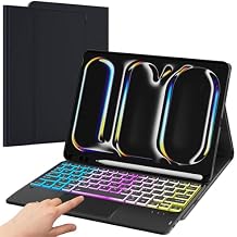 SNOODU for 2024 iPad Pro 11 inch M4 Trackpad Keyboard Case 3 Zone 7 Colors Backlit Detachable Keyboard with Touchpad for iPad Pro 11" M4 2024, Wireless Keyboard Folio Book Cover with Pencil Holder