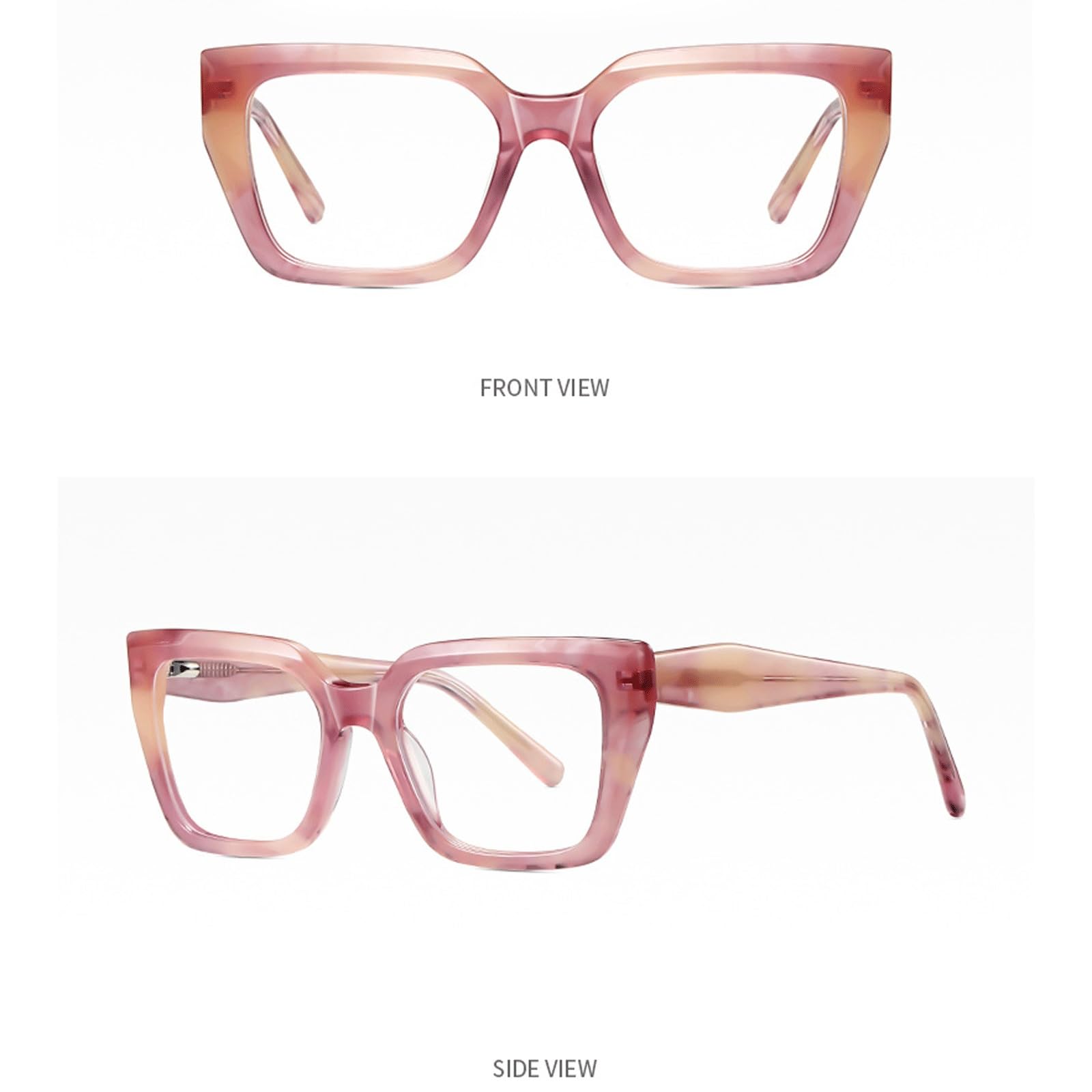 Montature for occhiali Occhiali da vista da 142 mm Occhiali da lettura | Occhiali Luce Blu Naselli Quadrati Integrati in Acetato Aste Ultraleggere(C2 Leopard)